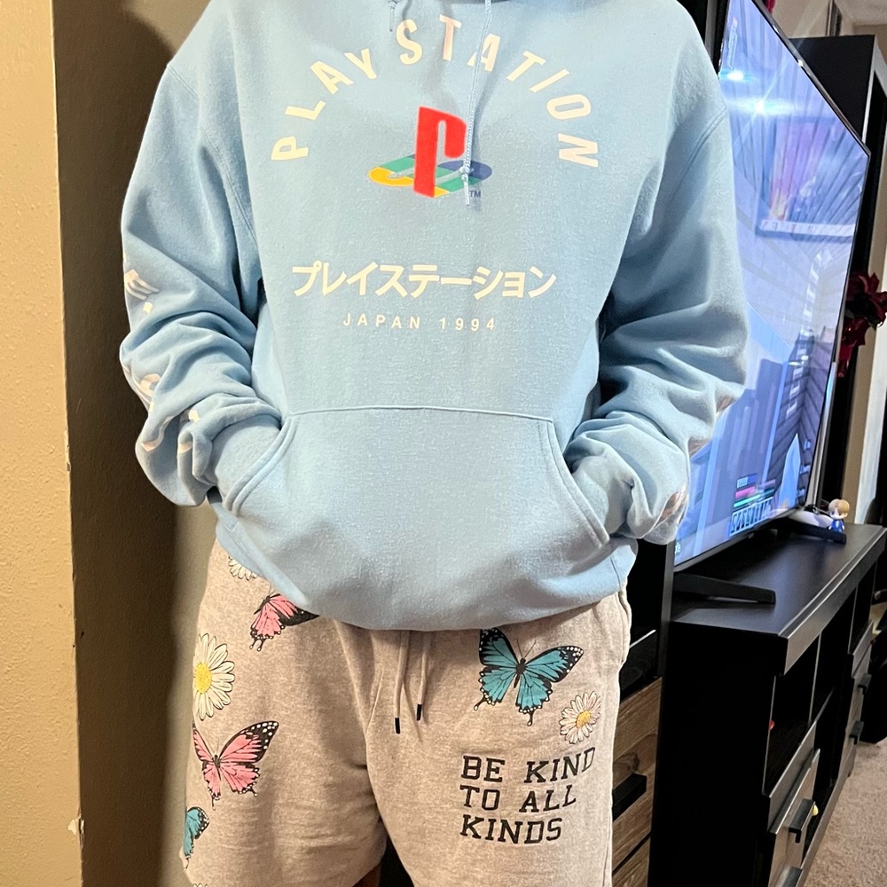 Sony PlayStation Light Blue Hoodie for Men - Picture 4 of 6